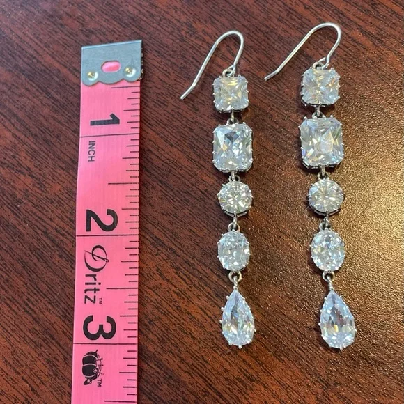 Kenneth Jay Lane Cubic Zirconia Drop Earrings; 3” - Picture 3 of 7